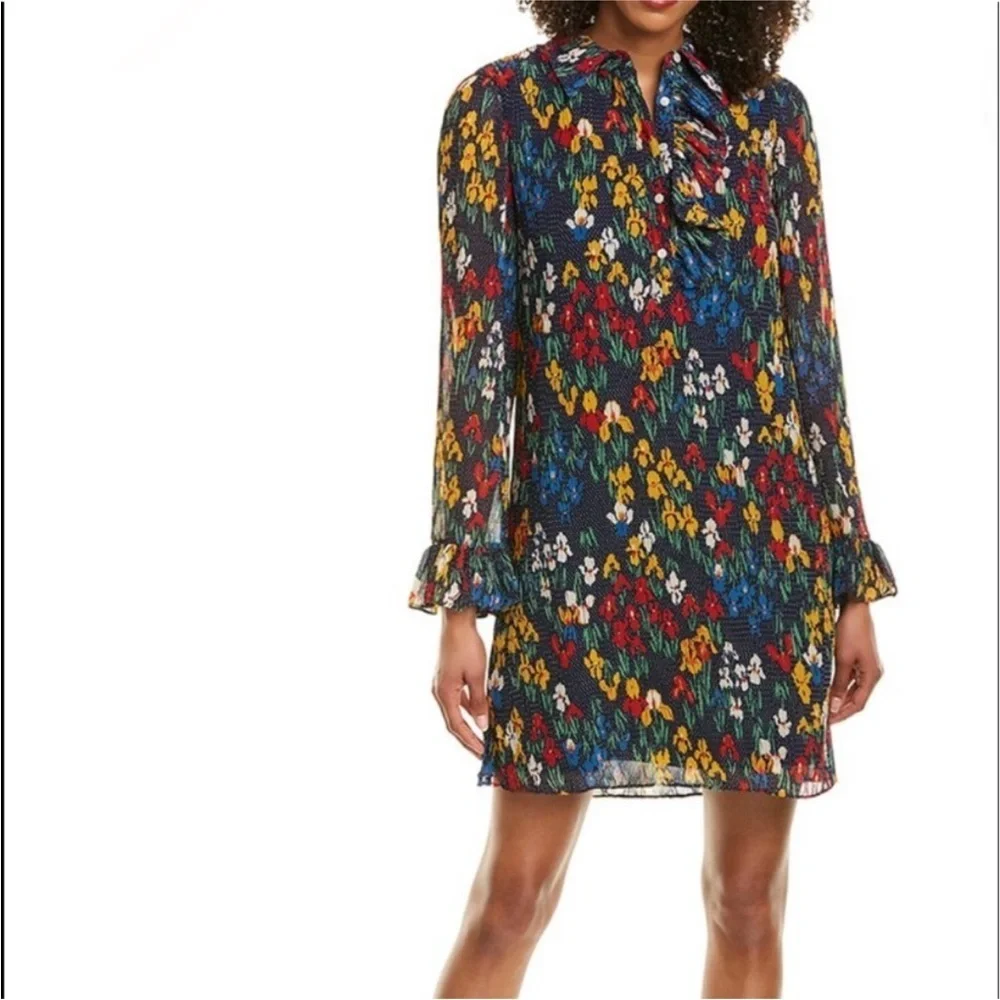 Tory Burch Livia Iris Garden Printed Long-Sleeve Dress